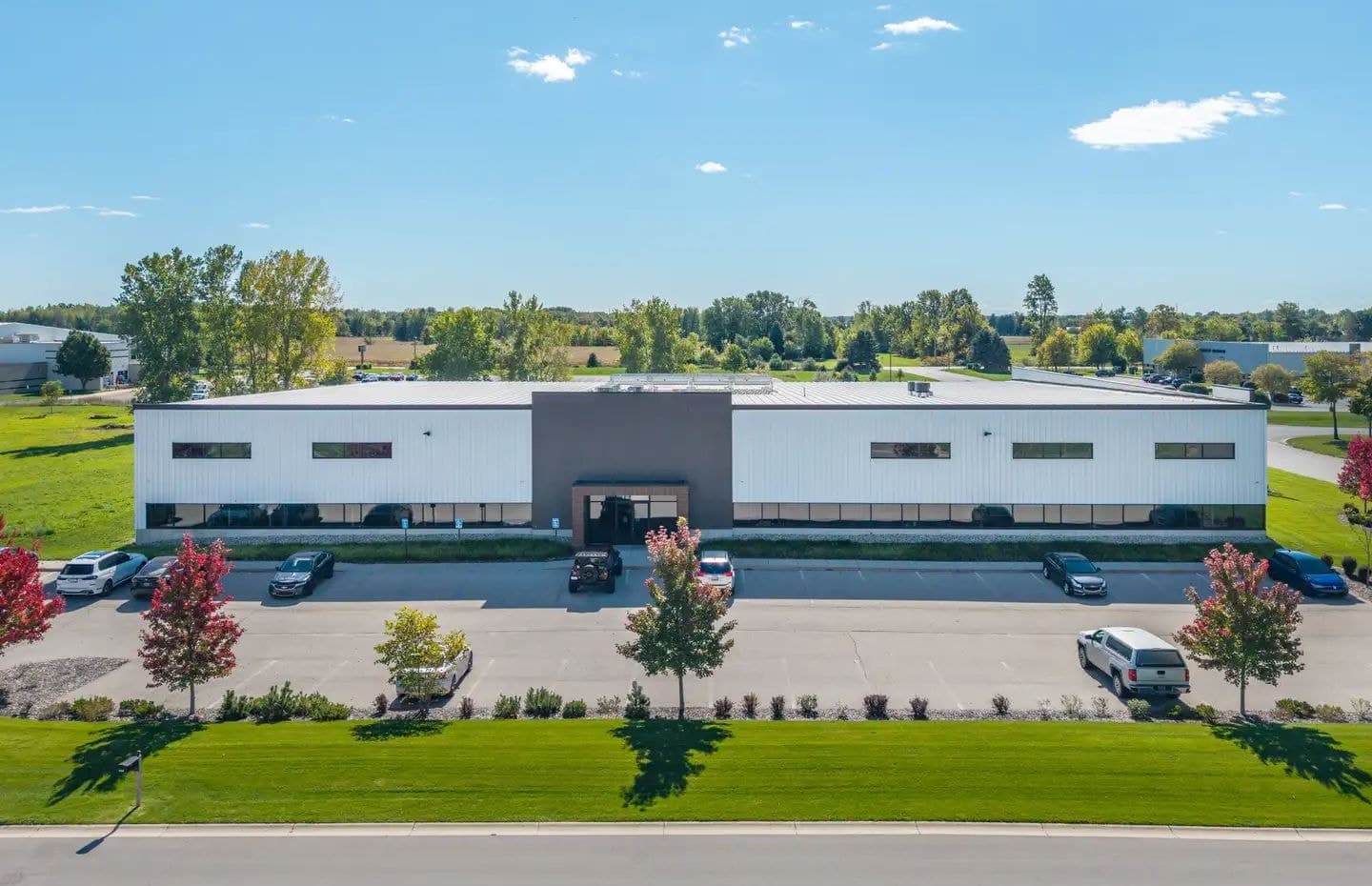 Aerial view of the UV Partners facility and surrounding campus.